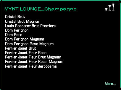 Mynt Lounge ChampagneDrink Menu